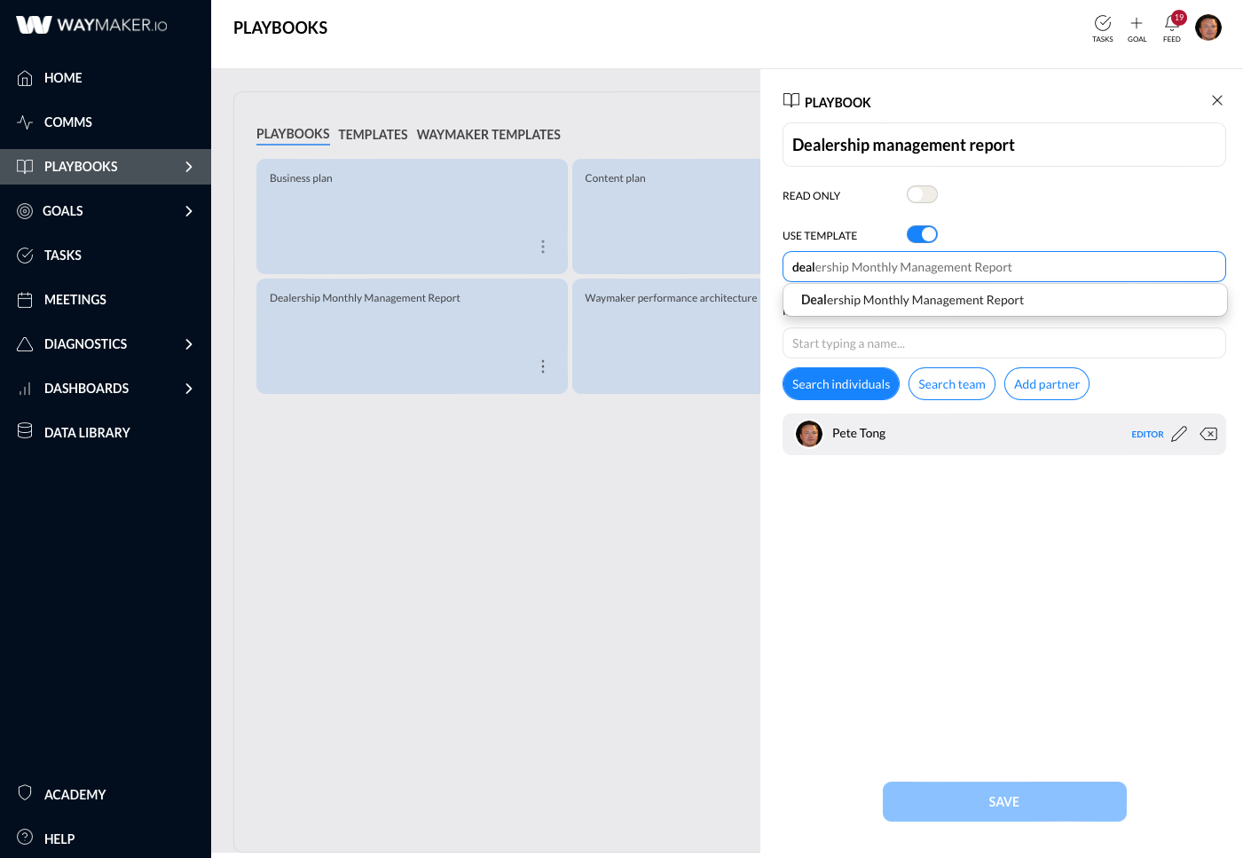 How to create or access a playbook template